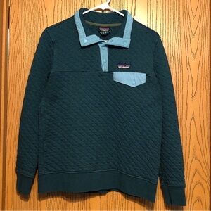 Patagonia Organic cotton plunge sweatshirts green blue Women’s S w collar
